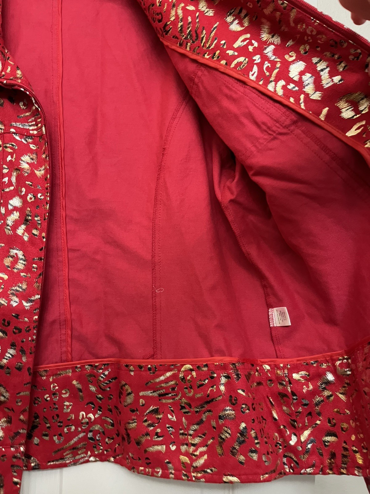Vintage Birch Hill Red w/ gold Spots Blazer Jacket Sz large Unique well made