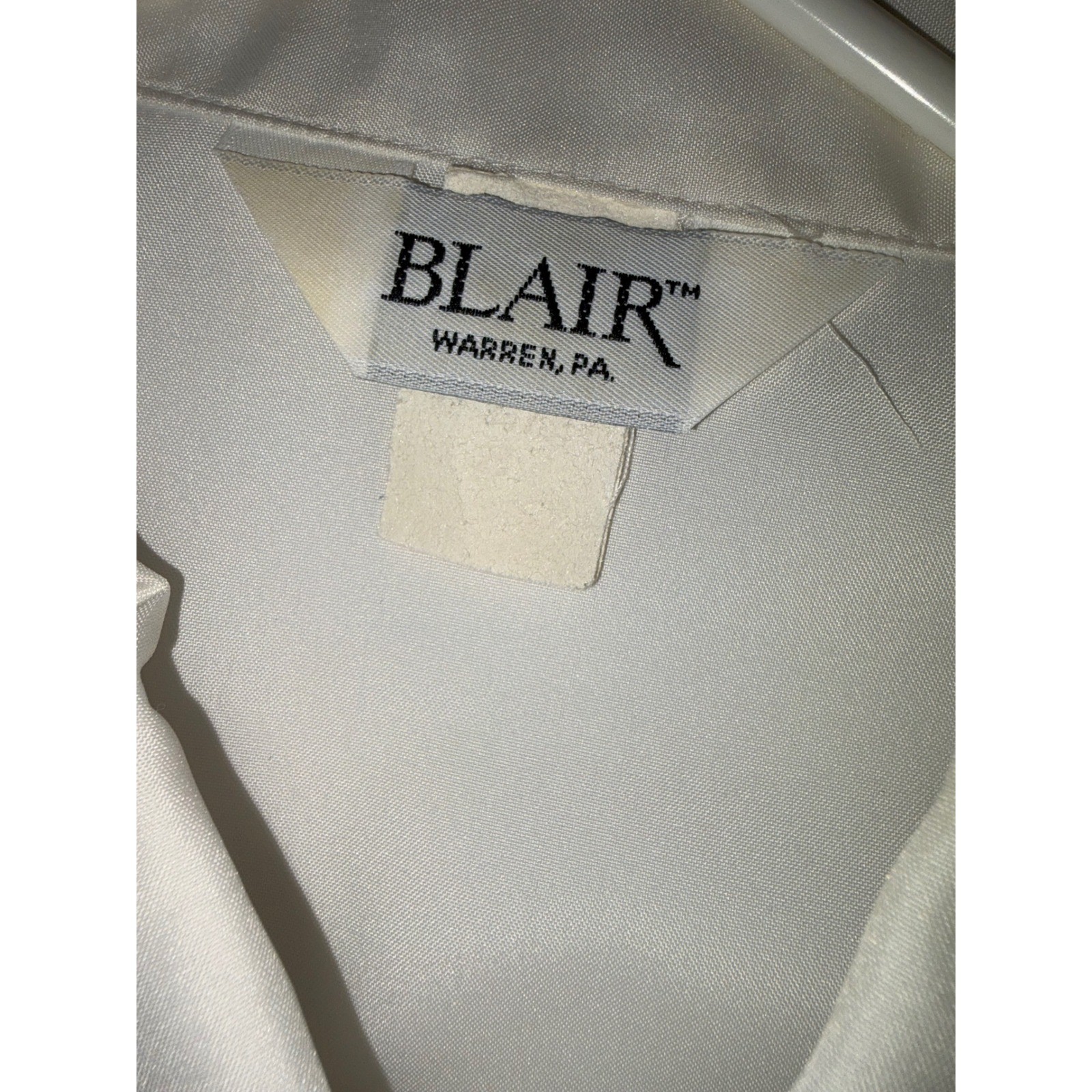 Vintage Blair White Ruffle Lace Bib Front Blouse Long Sleeve Button Down Shirt