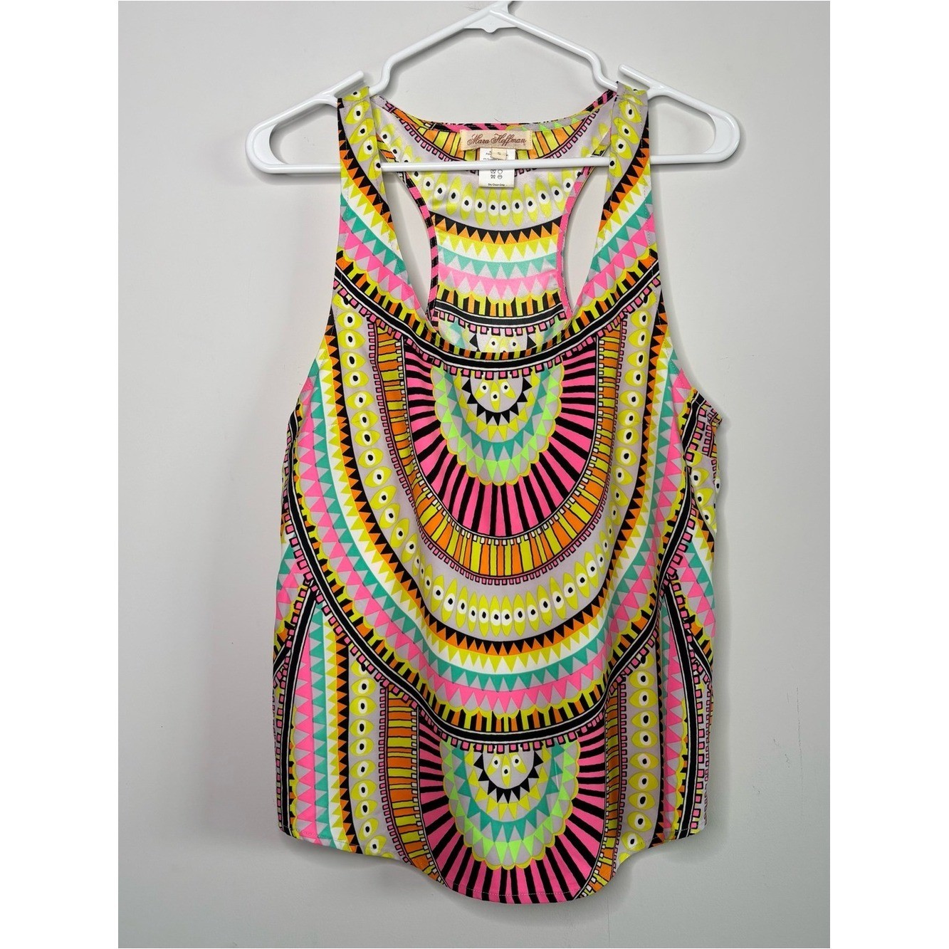 Mara Hoffman Vintage Neon Geometric Tank Top Small Bohemian Festival Coachella