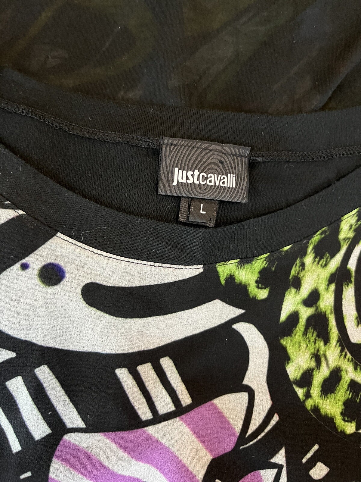 Vintage ROBERTO CAVALLI Just Iconic GRAFFITI Tunic Top Street Punk Rock Sz L