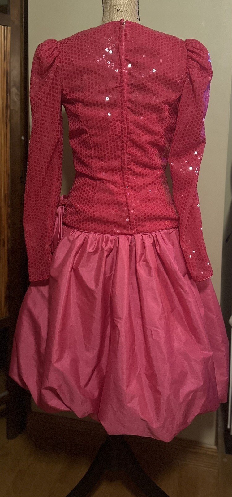 Vintage Totally 80s Madonna MTV Party Prom Dress Bubblegum Lace Sequin Bow 11/12