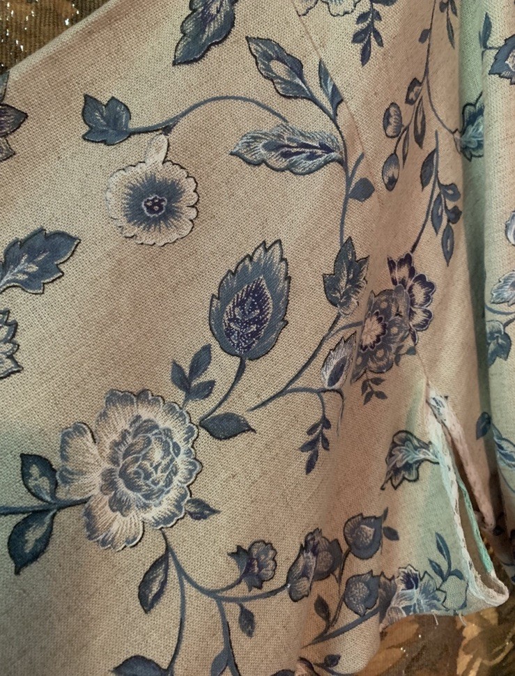 Vintage OOAK Linen Floral Maxi Full Length Kimono Wrap Robe Duster boho cottage
