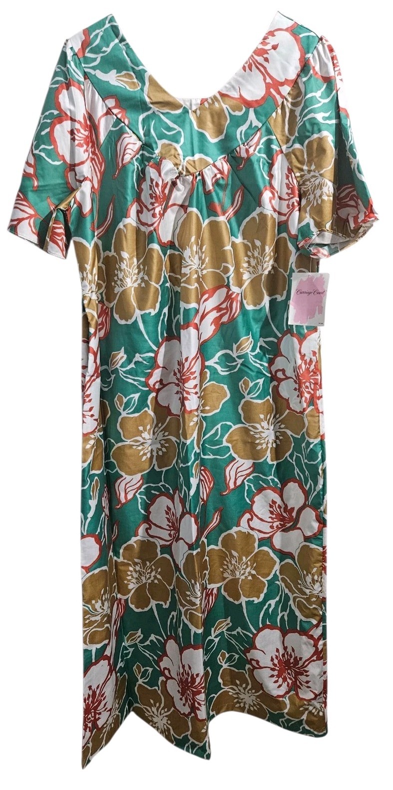 VTG 80s Carriage Court Sears House Dress Floral Tropical Muumuu NOS NWT Med