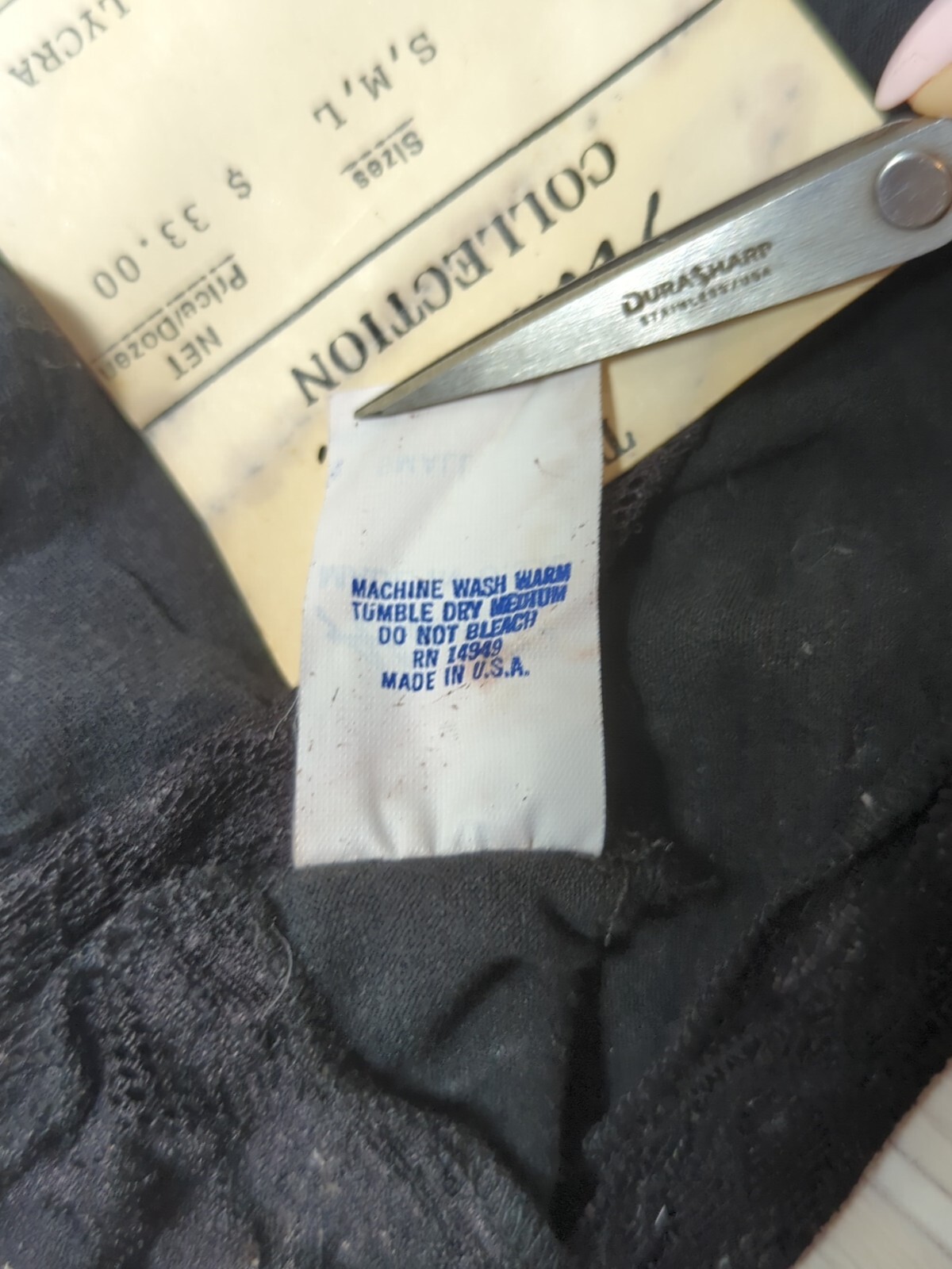 Alan R vintage Small panties black lace top polyester lycra USA made SAMPLE tag