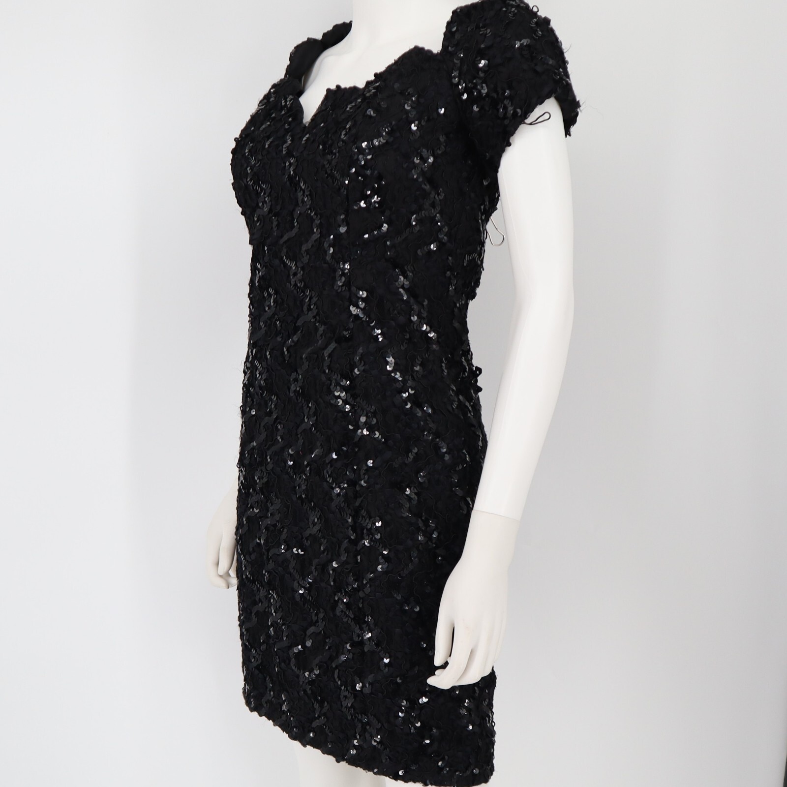 Vintage Karen Lucas for Niki Black Sequin shoulder dress size 8 prom tea