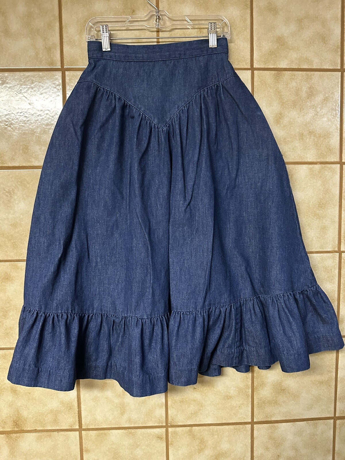 Vintage Anne Gelb For Leo’s & Co. Denim Prairie Midi Skirt, 80’s Western Sz Sm
