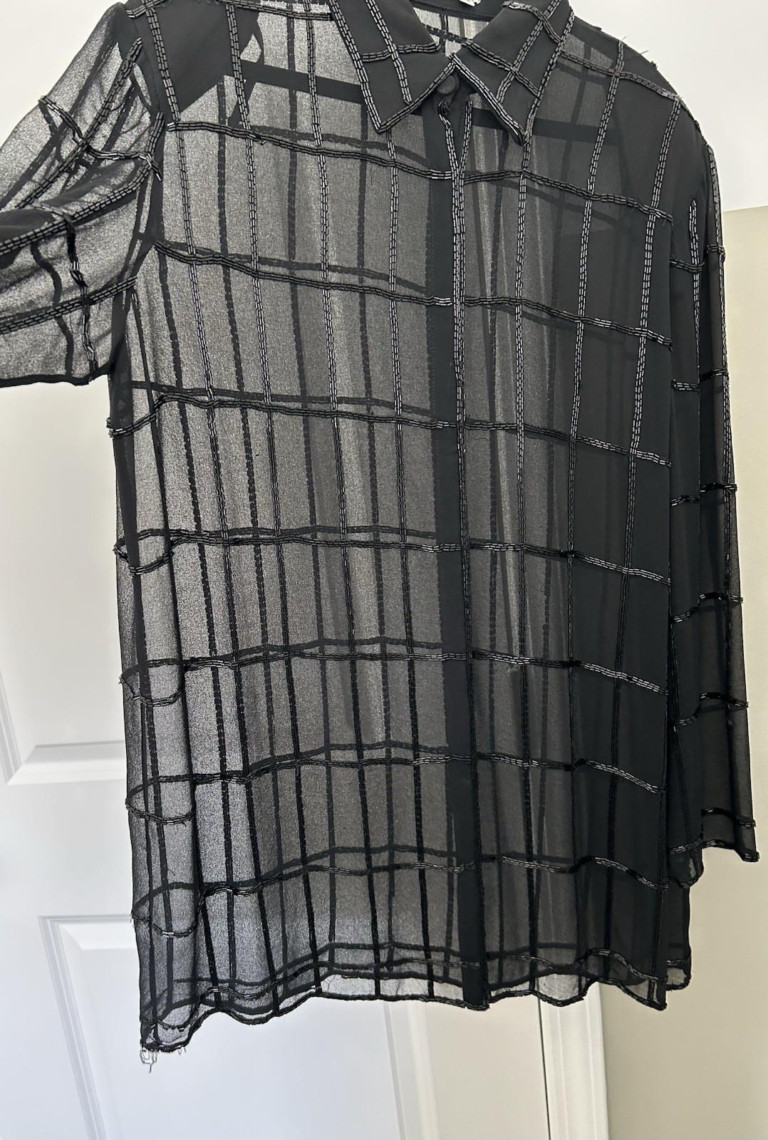 Vintage j Kara Black Sheer Long Sleeve Blouse Size 1X