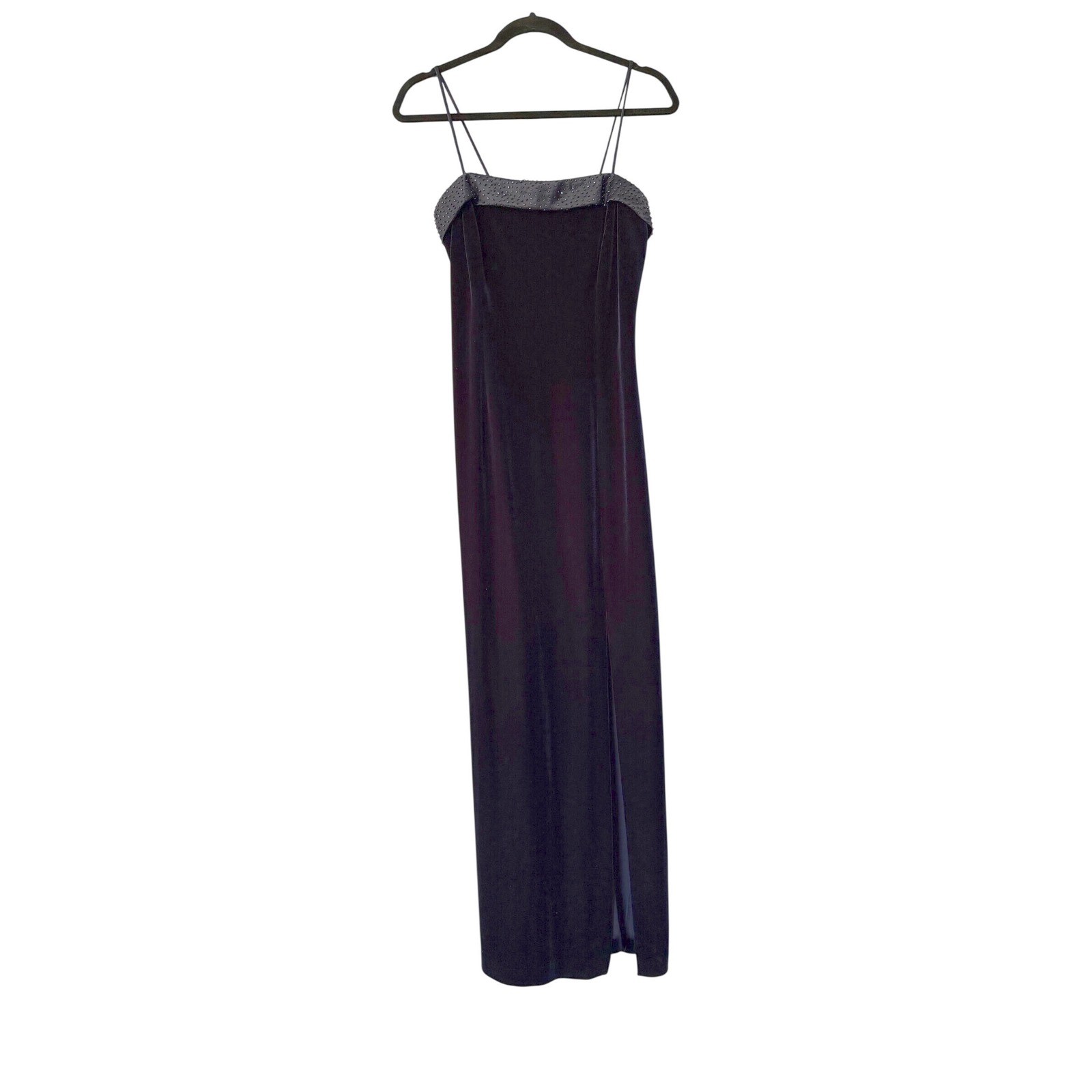 J.R. Nites Navy Blue Velvet Beaded Maxi Dress and Bolero Jacket Set Vintage 10