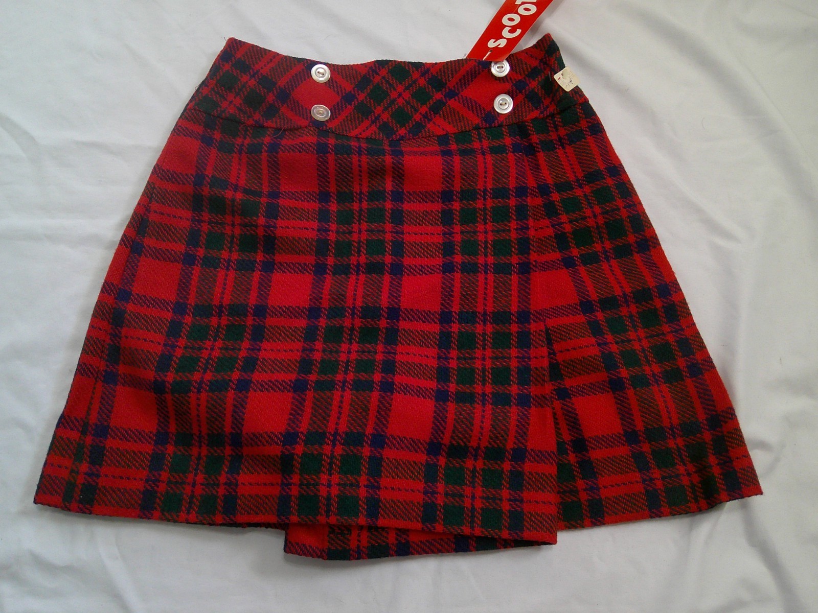 Vtg 60’s/70’s MOD Red/Black Plaid Mini SCOOTER Skort Skirt Women’s S NWT NOS