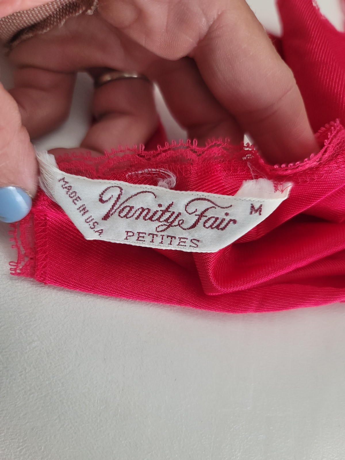 Vintage Vanity Fair Long Nightgown 70s Pink Peekaboo Lace Medium Flowy