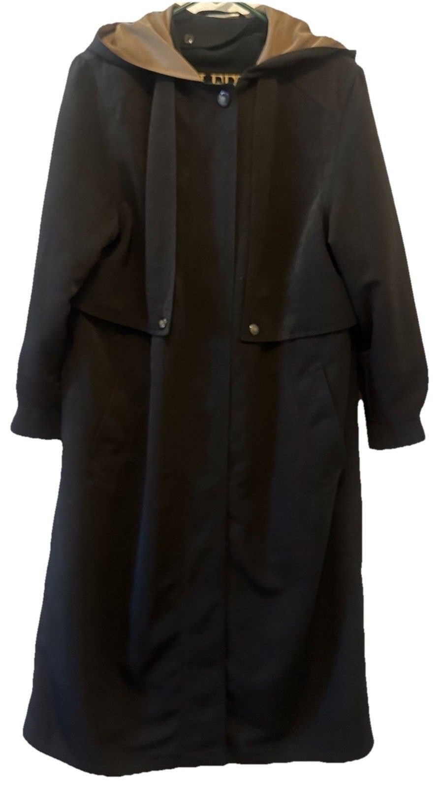 Vintage Fleet Street Hooded Full Length Black Coat – Size 10P Petite Belarus