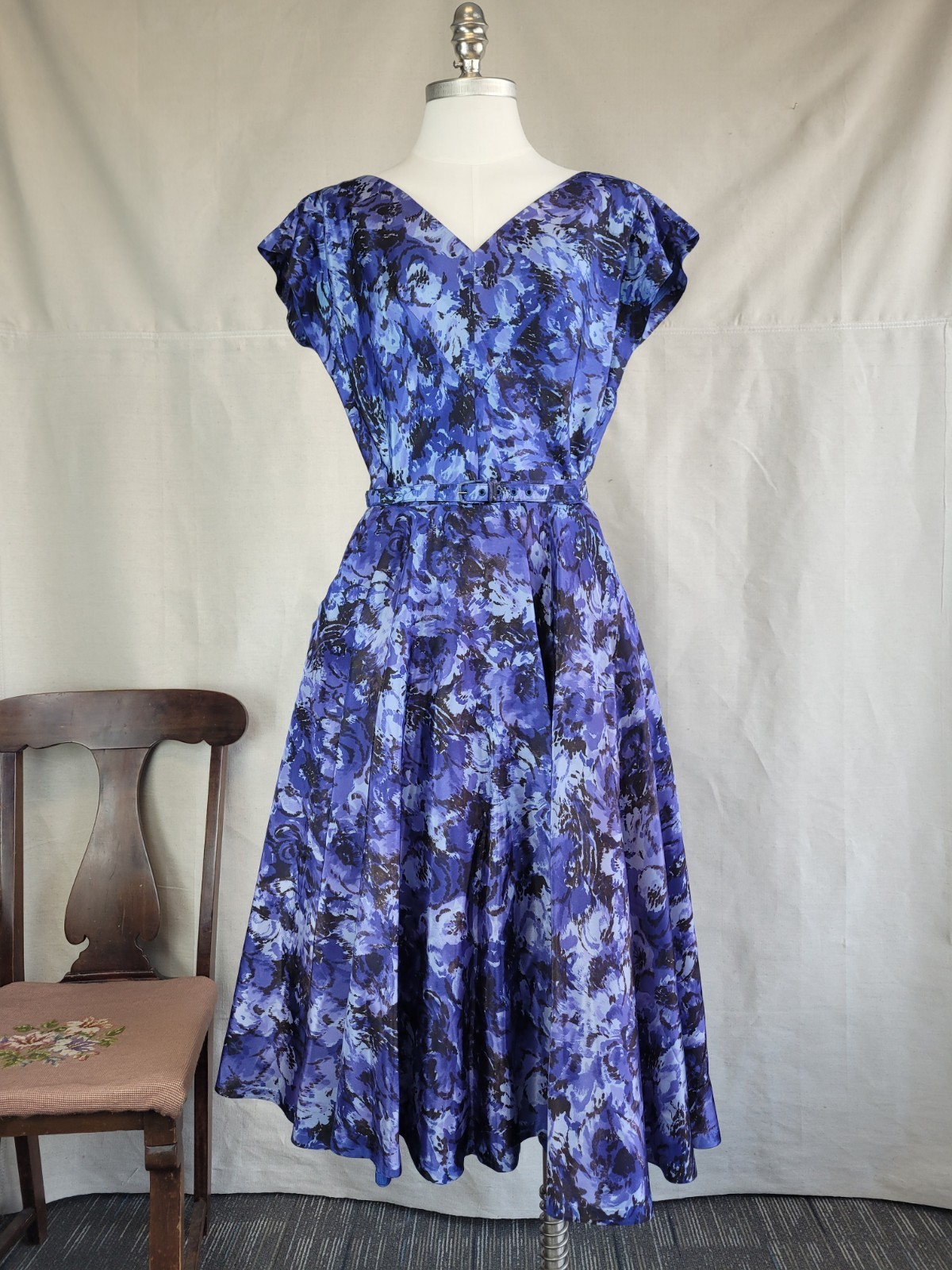 1950s Jay Herbert Tafetta Cocktail Dress w/ Crinoline