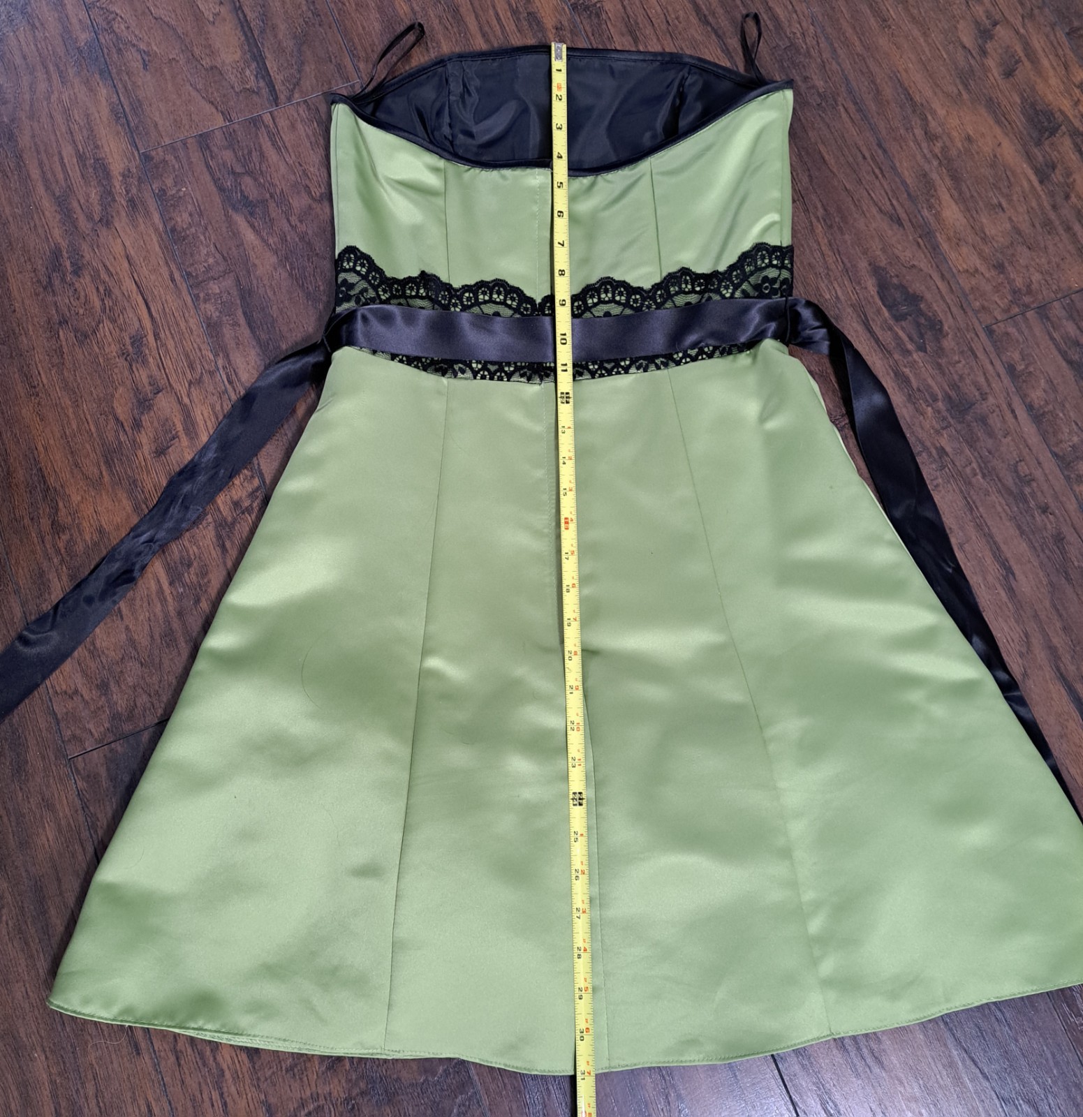VTG Jessica McClintock Gunne Sax Dress Formal Prom Satin Lace Tulle Lime 9/10