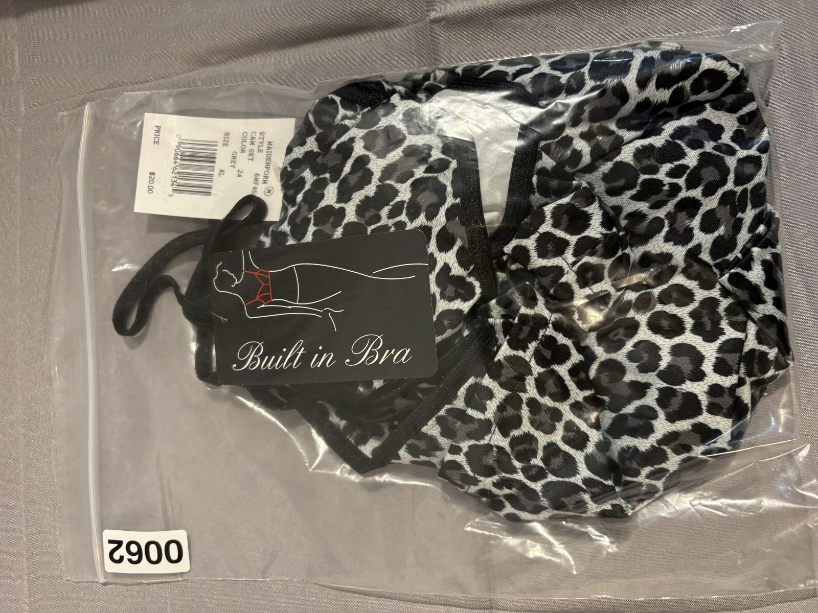 MAIDENFORM vintage NWT ANIMAL PRINT CAMI THONG SET Polyester/Spandex size XLarge