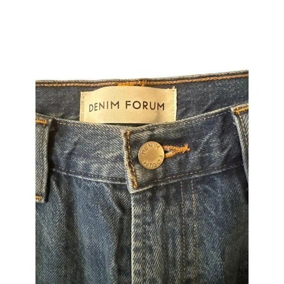 Denim Forum Edie High Rise Culotte 28 Blue Wide Leg Cropped Jeans Boho Aesthetic
