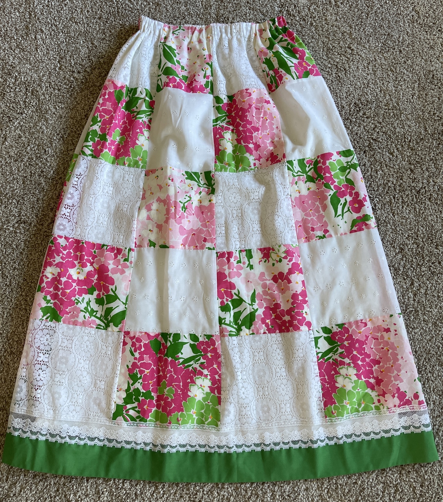 VTG Tumbleweeds Skirt Maxi Prairie Boho Lace Patchwork Pink Eyelet