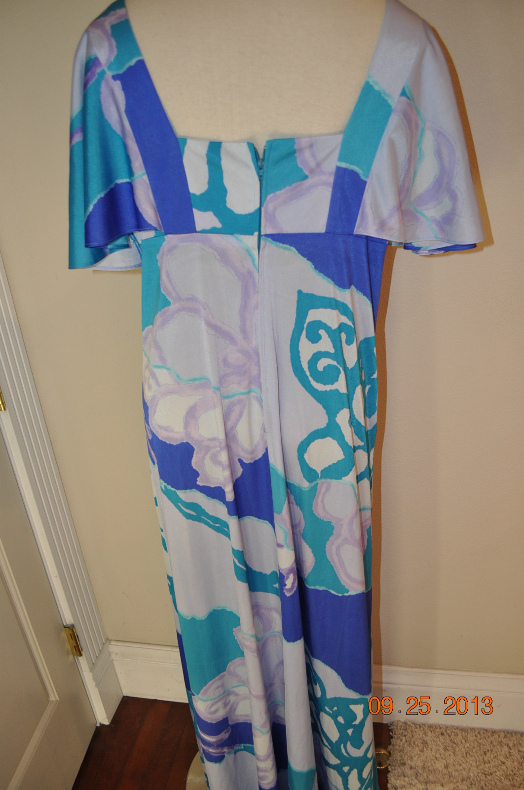 KIYOMI Hawaiian Maxi Dress flutter sleeve Hostess Aloha Tiki Liberty House Med