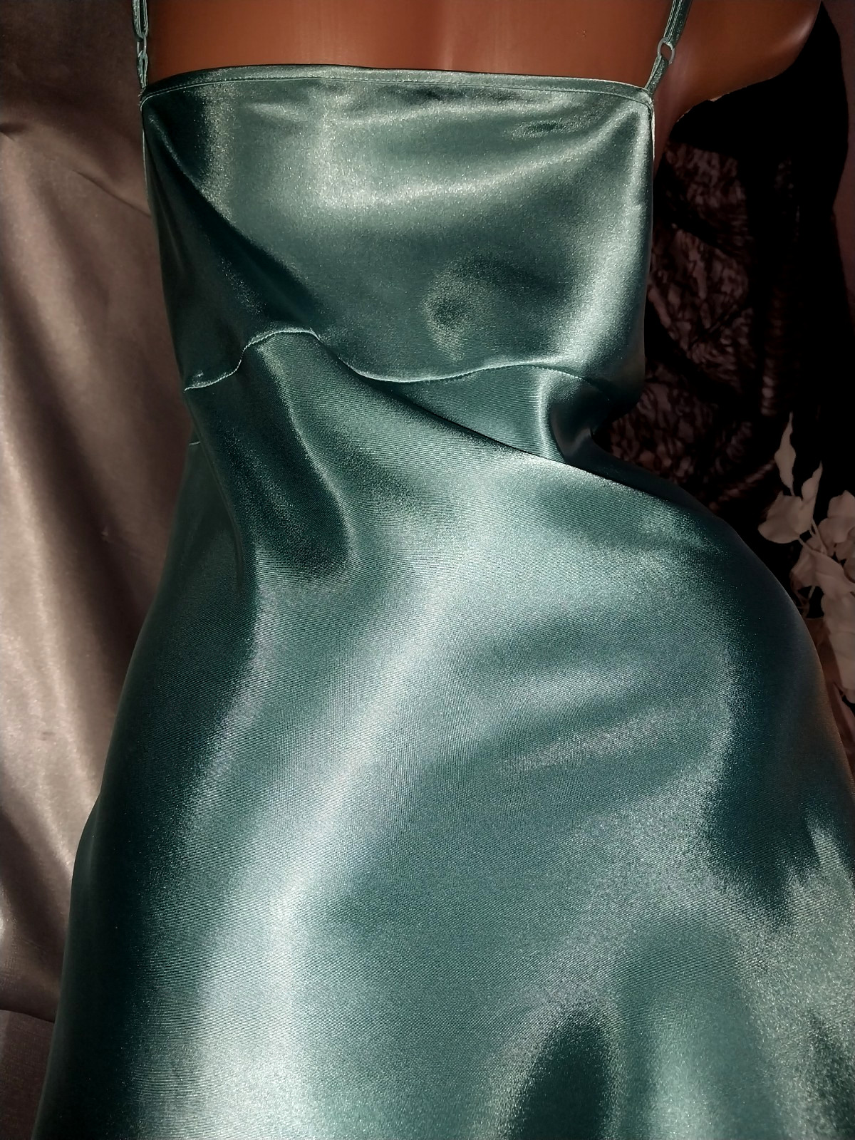 VTG Satin Plus Nightgown Babydoll NEW Blue Shorty Chemise lingerie 56/58″ Demure