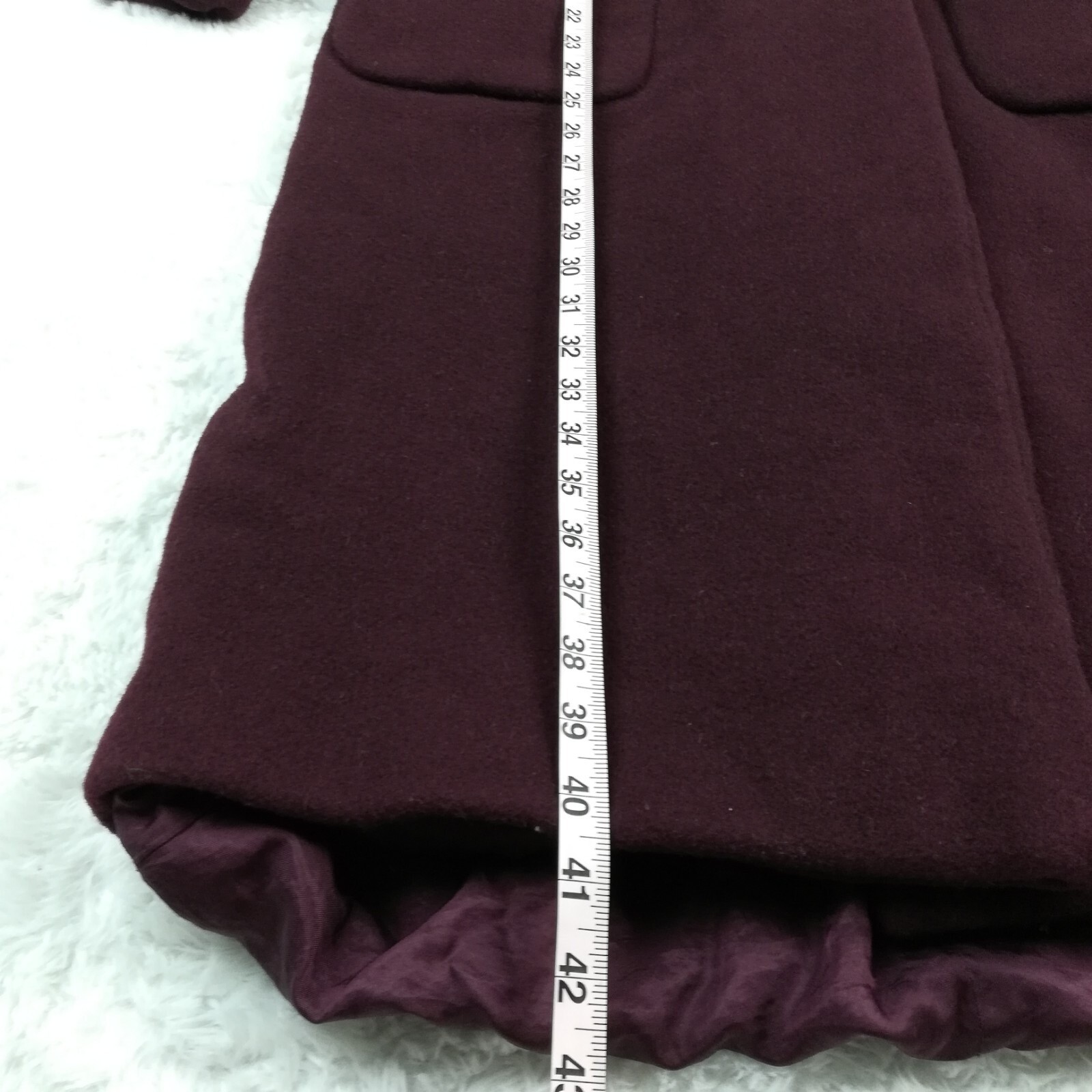 Vintage Anglo Fabrics Womens Jacket L Burgundy Wool Military Double Breasted