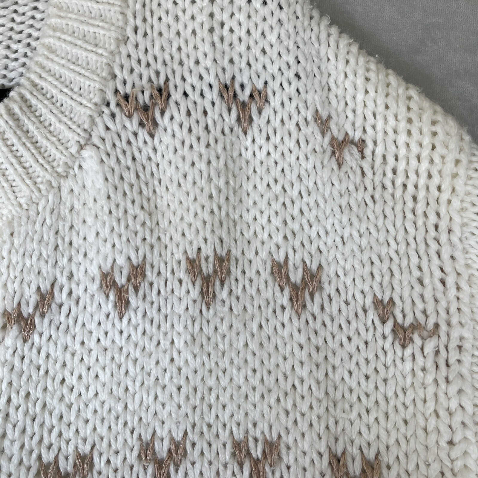 Vintage 80’s Yoido Club Sweater Womens Size Medium Cream Pink Hand Knitted Soft