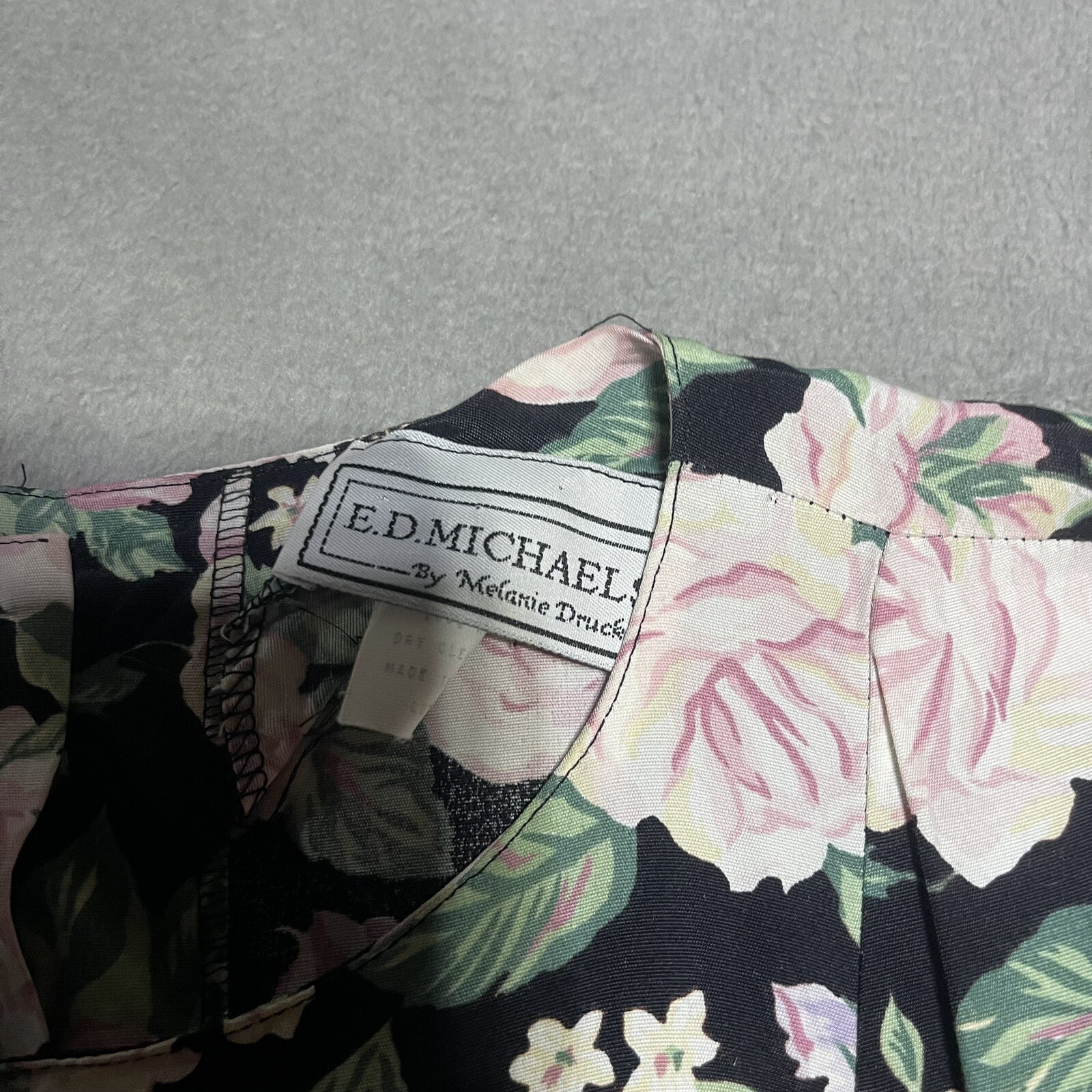 Vintage ED Michaels Dress Womens 5 6 Floral Rose Belted Modest Maxi Short Sleeve