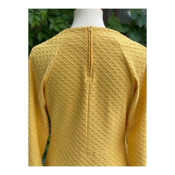 Vintage | 60s Maxi Dress Leg O Mutton Sleeve Quilted Waffle Knit Sz M