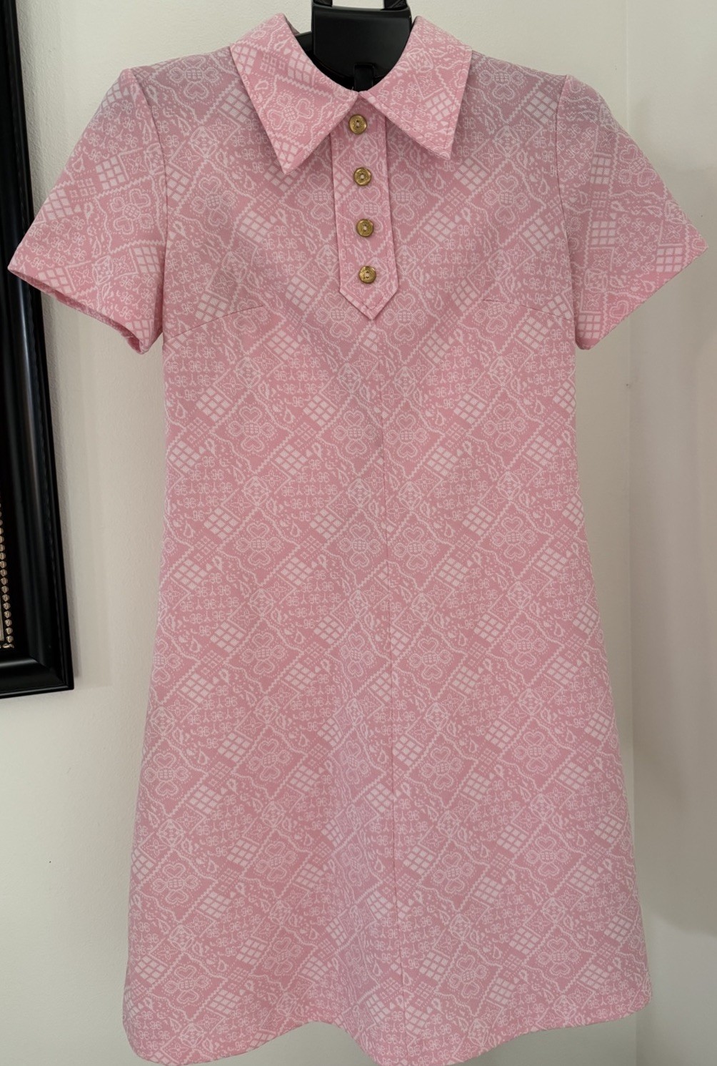 True Vintage Pink Short Sleeve handmade in 1940’s Dress 36” Chest girls/ladies