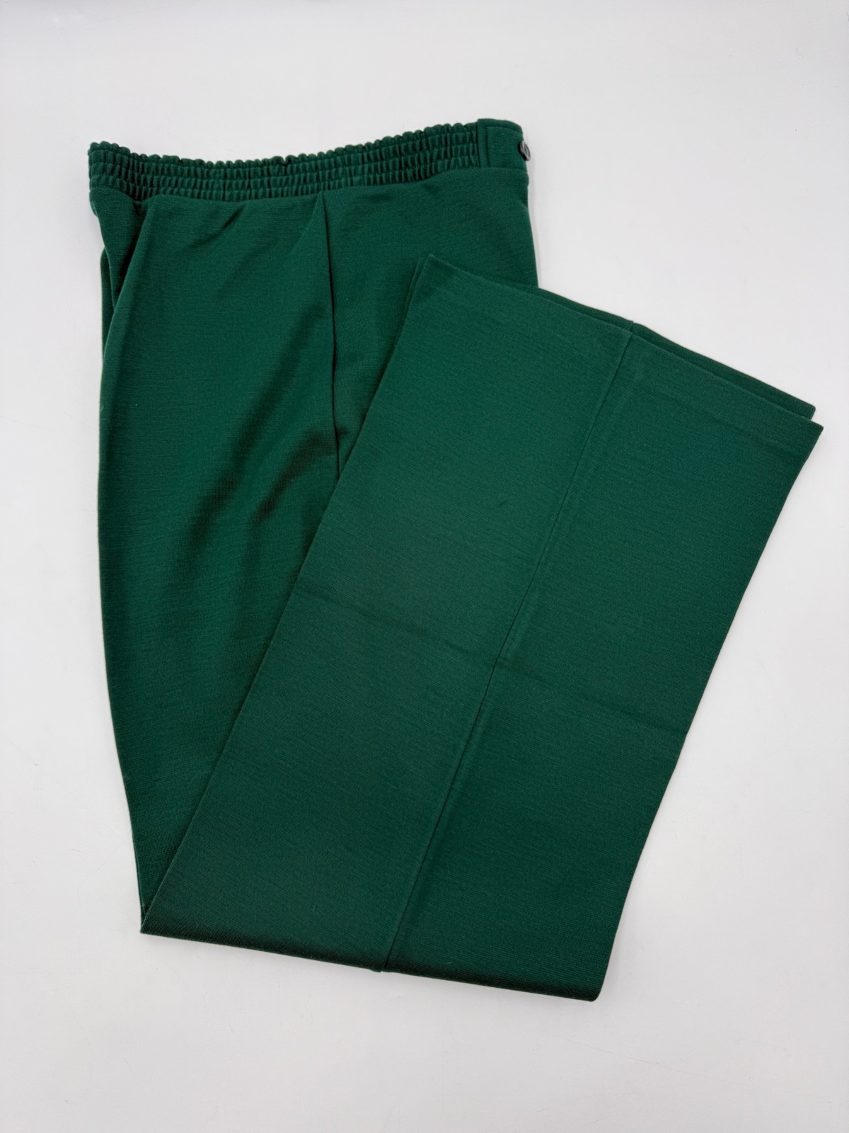 Vintage Womens 1970s Bell Bottom Pants Stretch Waist Polyester Knit Size 18