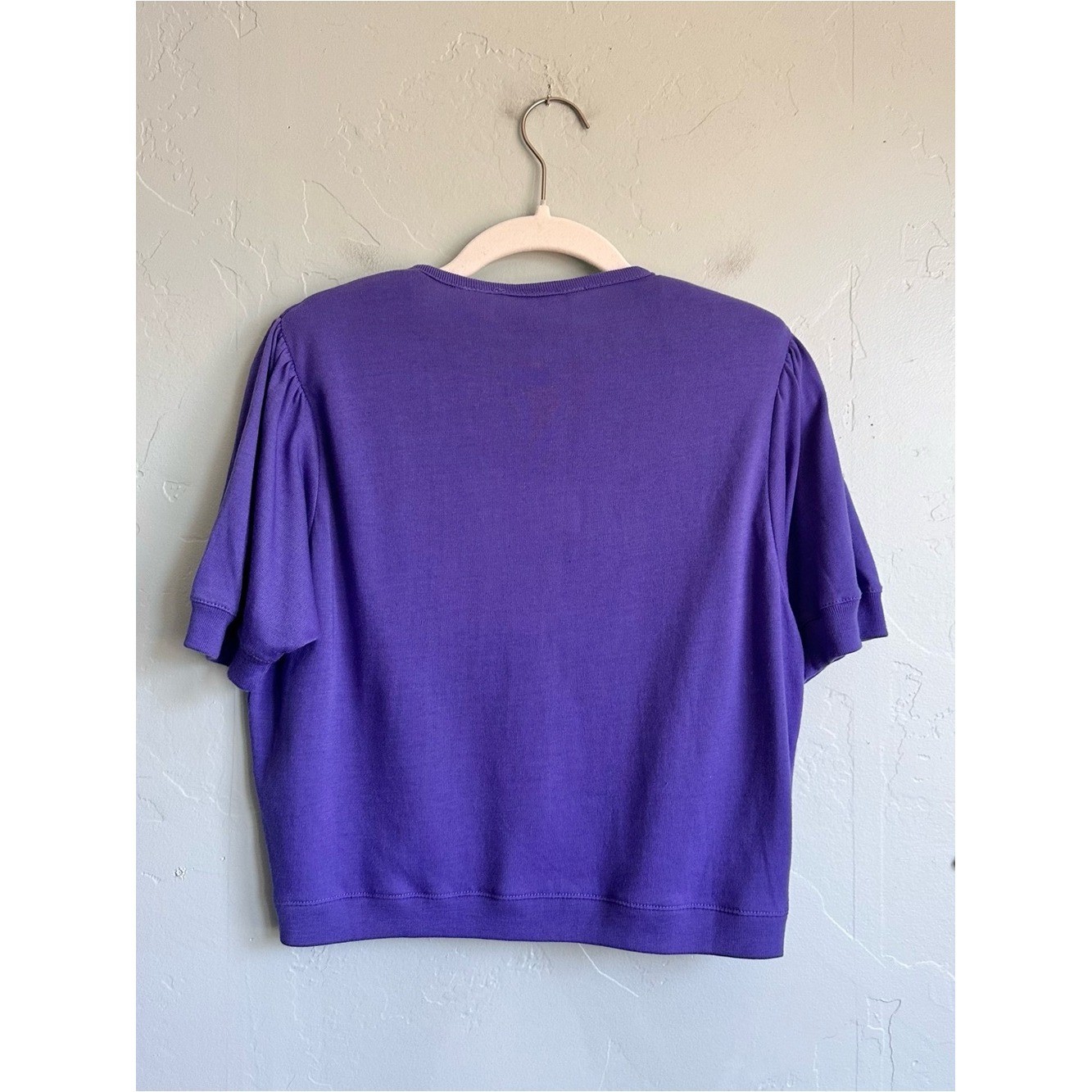 NWT Vintage 80’s Nuggets Purple Button-Front Short Sleeve Crop Cardigan Top M/L