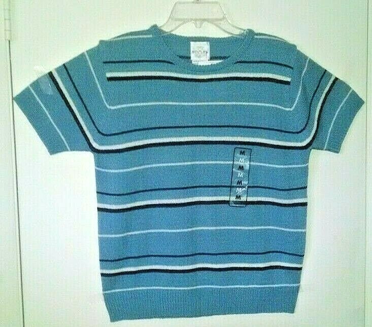 Women’s Vintage TR Bentley SS Strip Knit Sweater Sz M 100% Acrylic Made USA