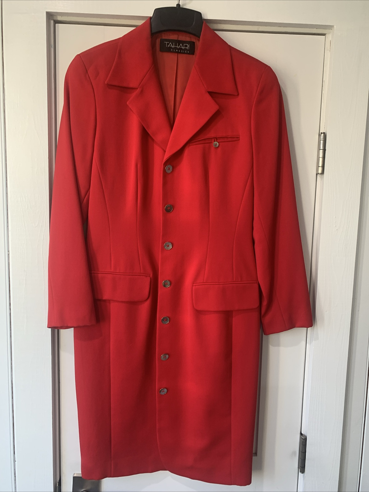 Tahari Classics Wool Long Sleeve Evening Dress In Red Women’s Size 8 Vintage