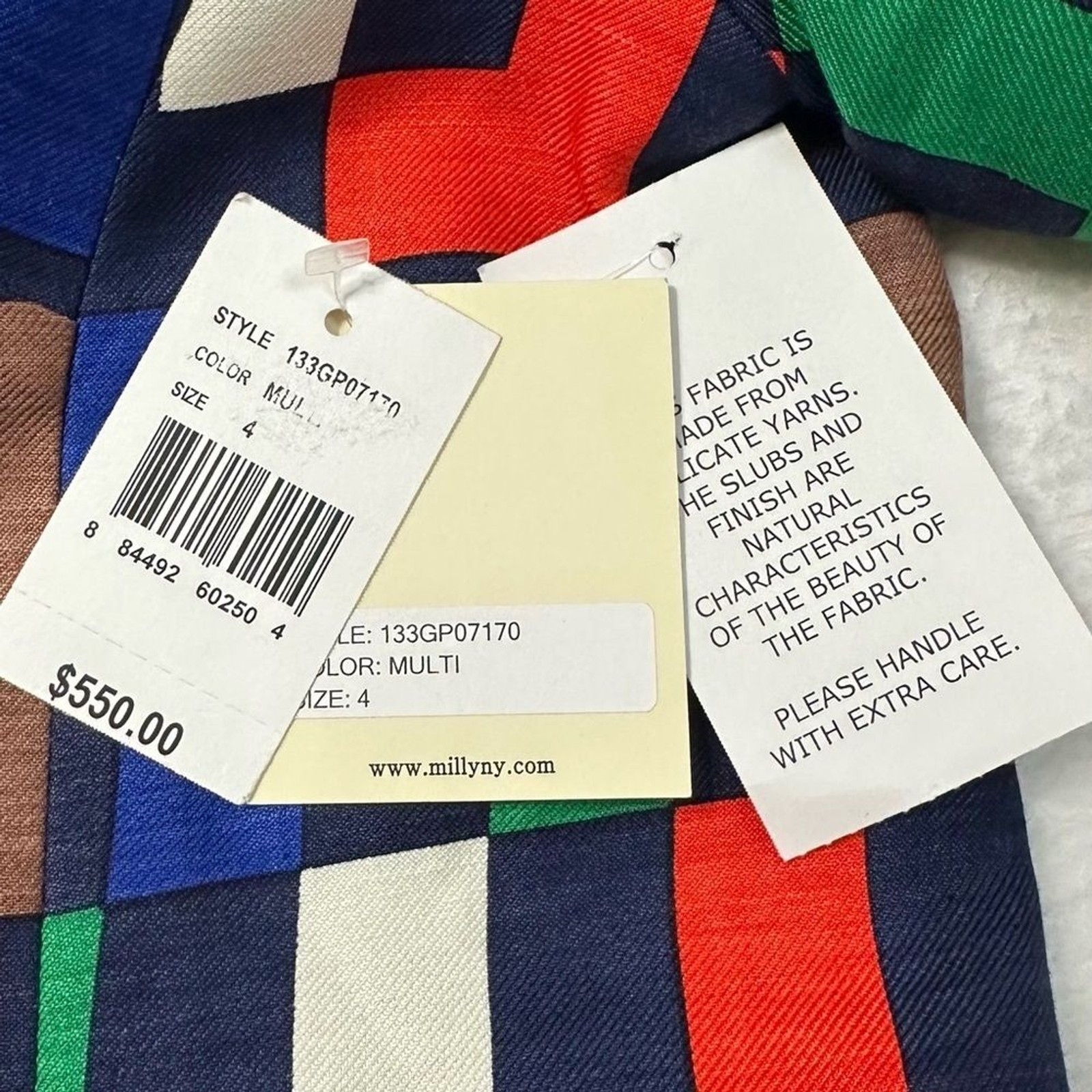 Milly of New York Silk Blend Colorful Block Pattern Trench Coat/Dress Size 4