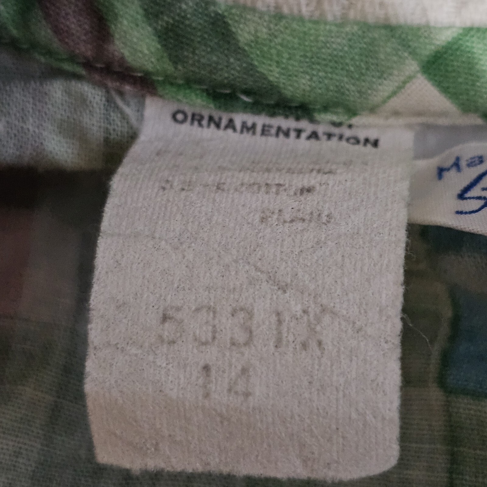 VTG Sears Fashions Shortsleeve Blouse Plaid Pastel Green Collared Cotton 70s 14