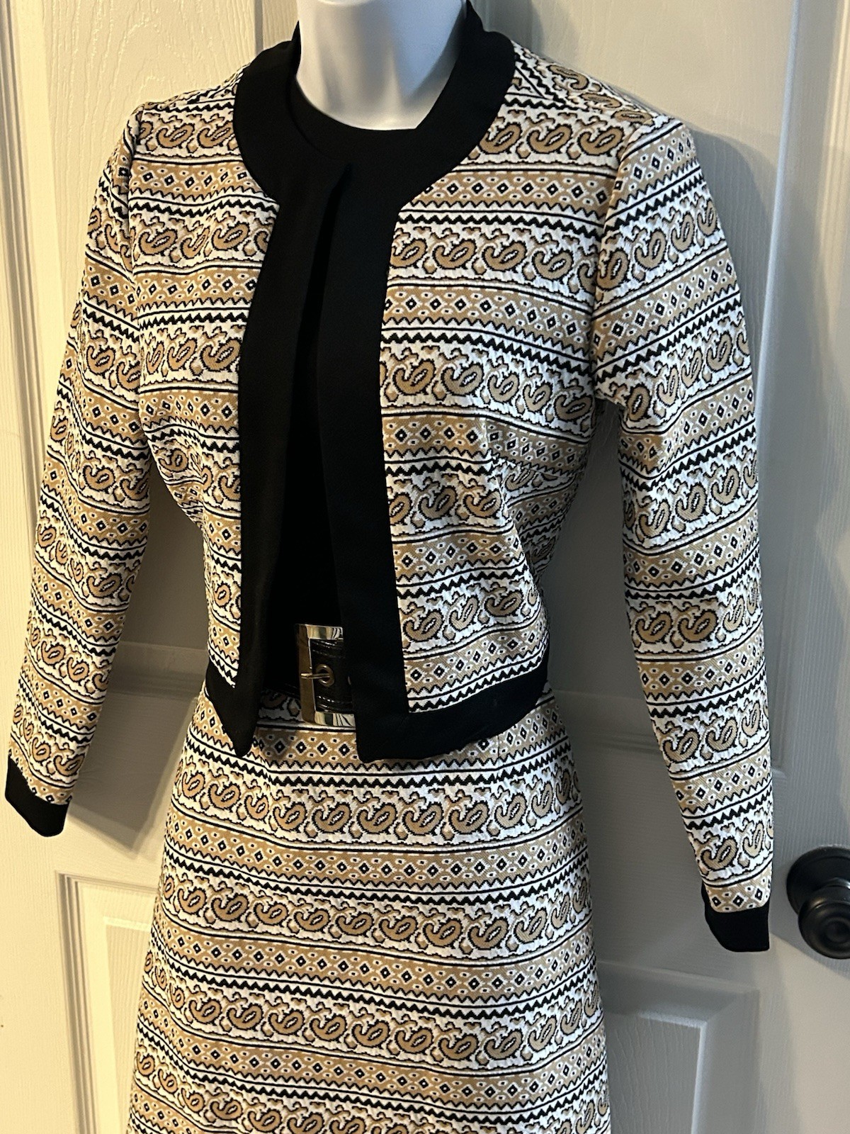 Vintage 60s Mod Bleeker Street Jacket Dress Set Geometric Structured Retro Union