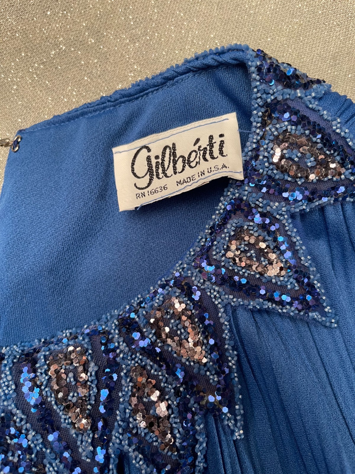 Vintage 80s Blue Cocktail Dress Size 2XL 1980s Retro Studio 54 Disco Glam Mob