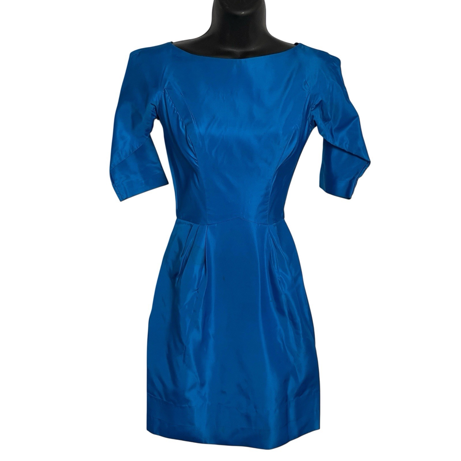 Vtg 50s Lorrie Deb San Francisco Dress Size 5 Turquoise Cocktail Overskirt 60s