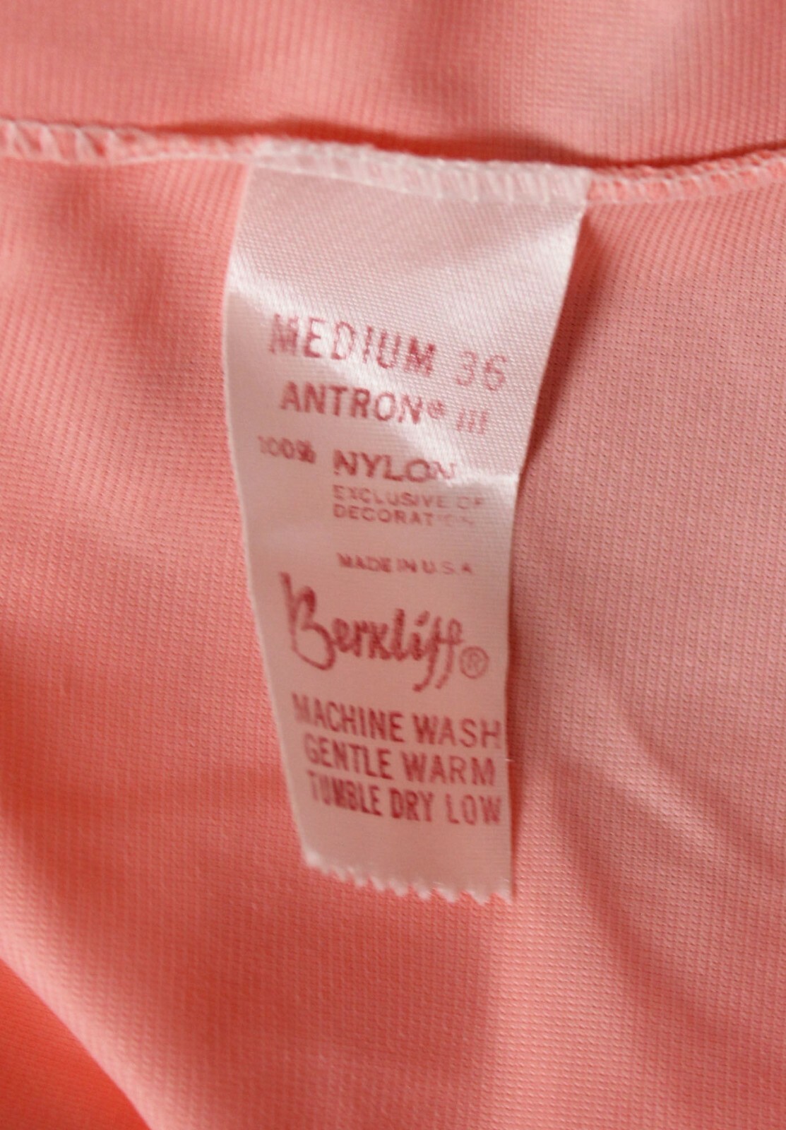 Shortie Nightgown Sz M L Vintage Sleeveless Salmon Pink Keyhole Neck Babydoll