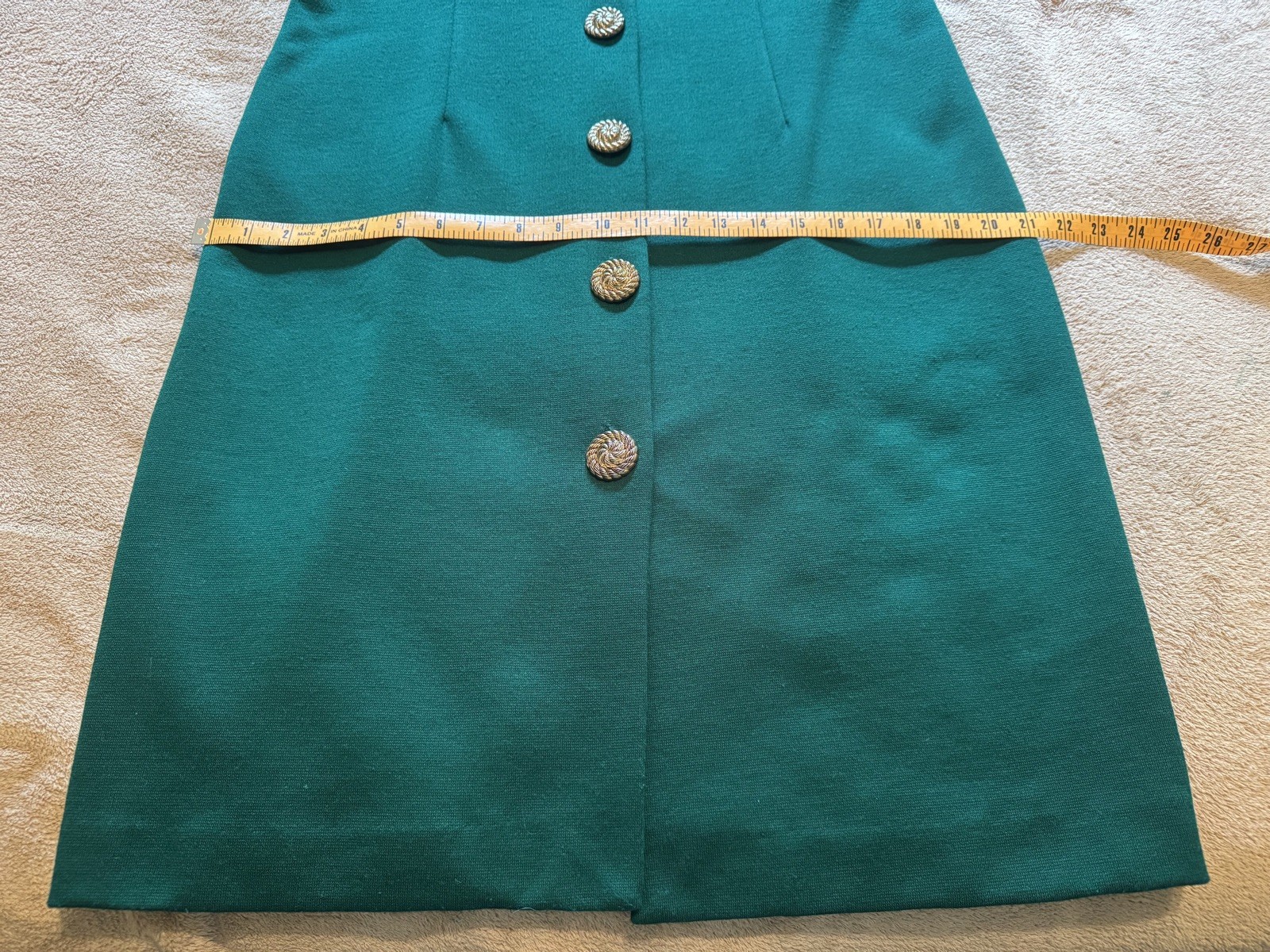 Vintage ‘80s Positive Attitude Dress, Size 15/16, Green W/ Gold Accents