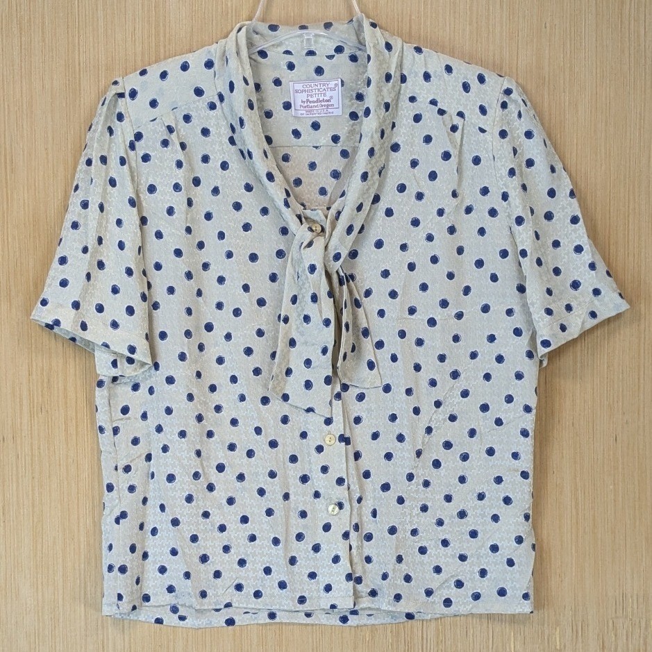 Vintage Pendleton Country Sophisticates Retro Old Money Polka Dot Top Petite 12