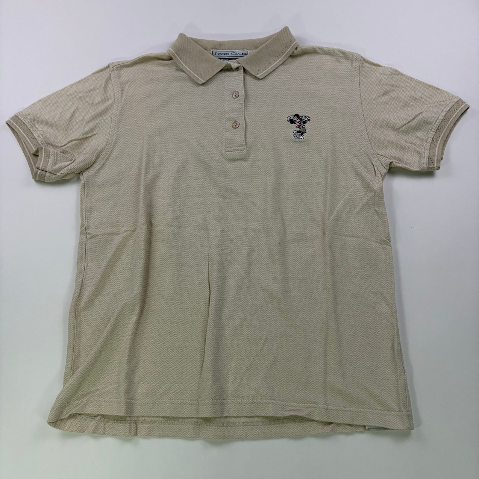 Izod Club Minnie Mouse Golf Polo Shirt Womens Medium Tan Vintage Cotton Lisle