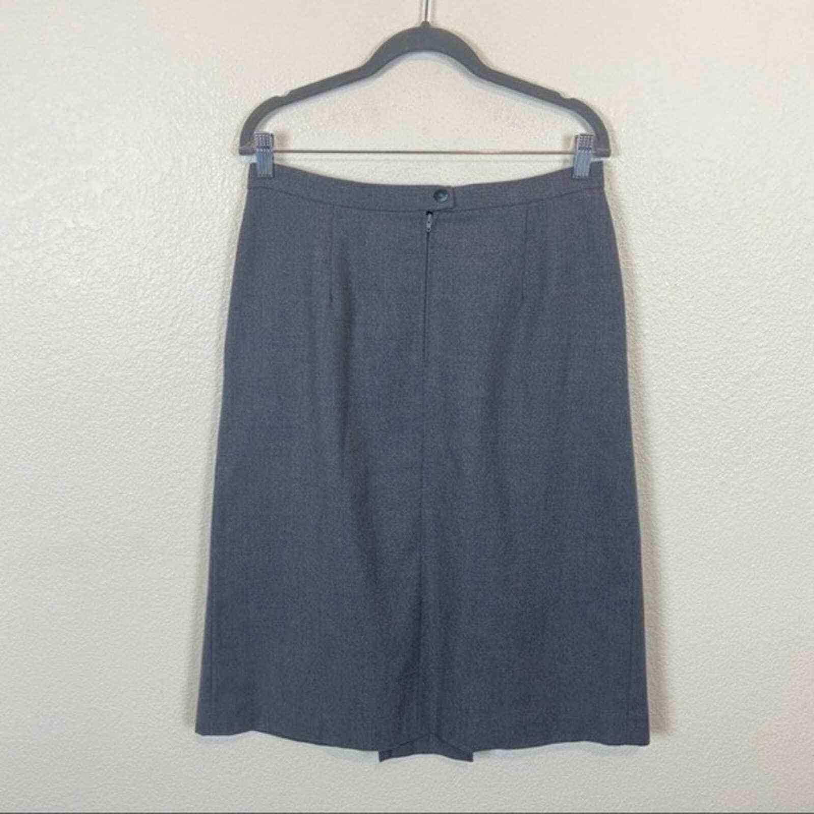 Front Pleat Pencil Skirt Women’s Size M L Gray Lined Wool Librarian Chic Vintage