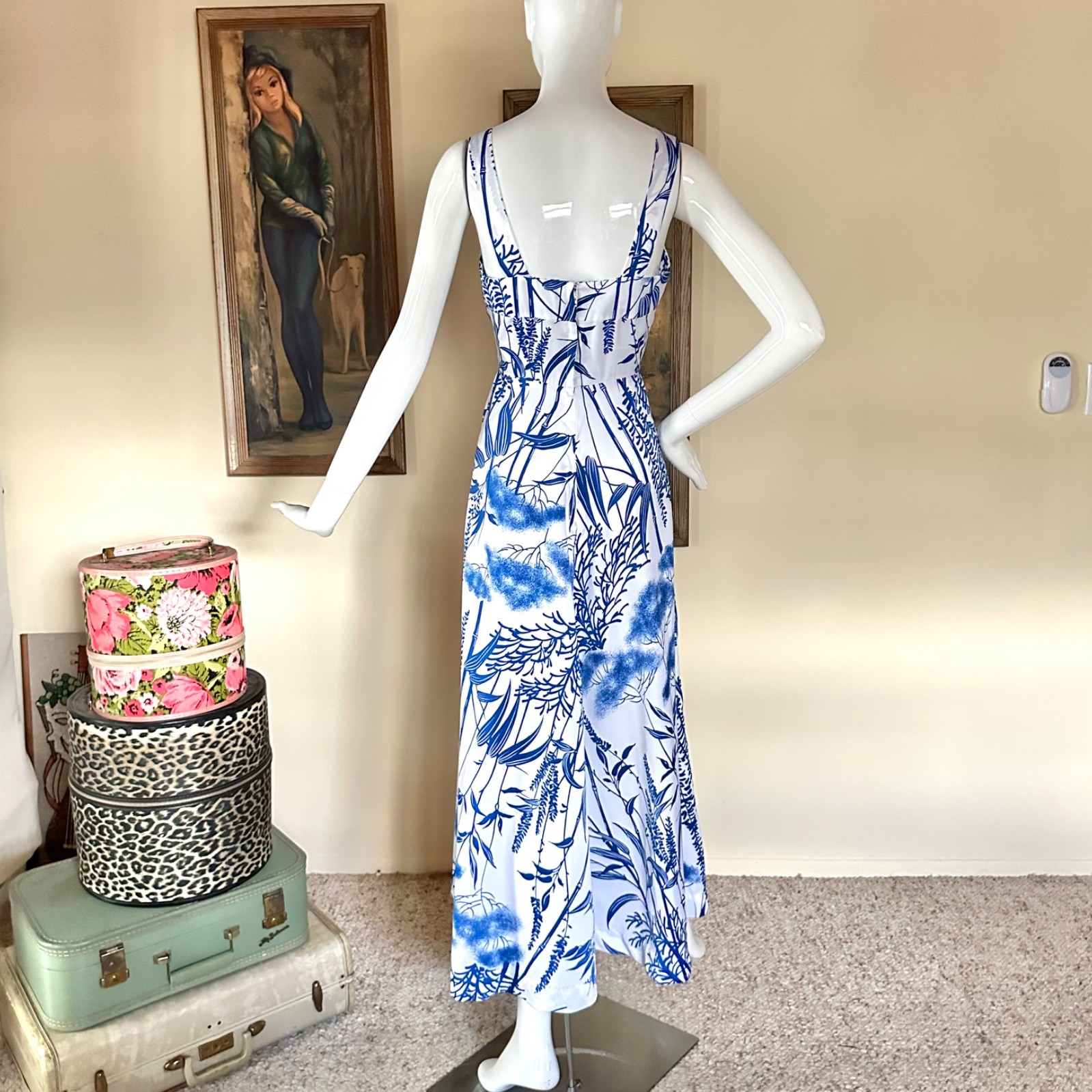 Vintage 1970s Hawaiian Dress Fit & Flare Maxi Sundress Hawaii Nei Floral Vacay S