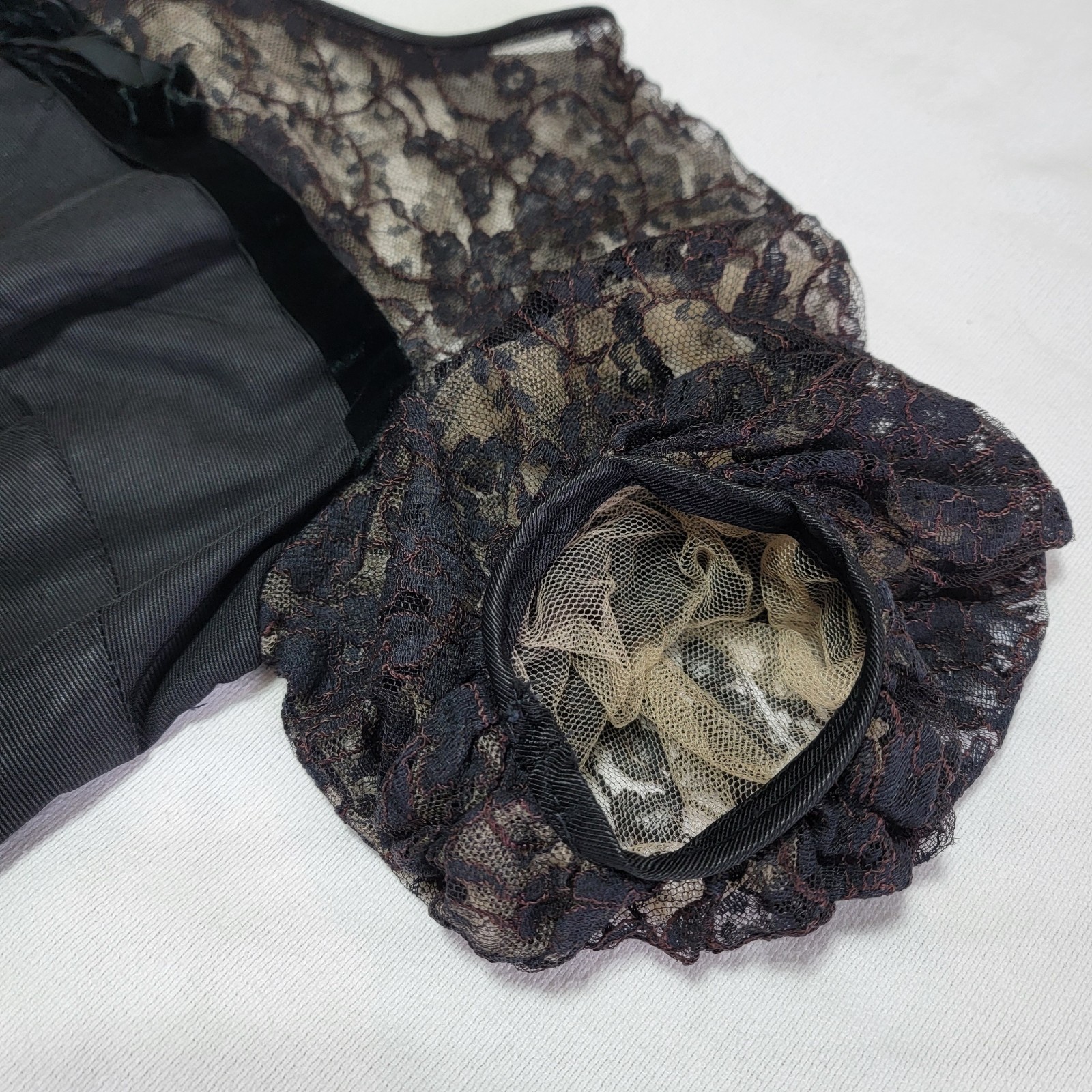 Vintage 40s Maxwell Black Lace Cocktail Dress Womens Size S/M