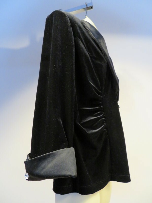 Vintage JR Nites Black Office Velvet Suit Jacket Blouse Top Work Career Goth 12