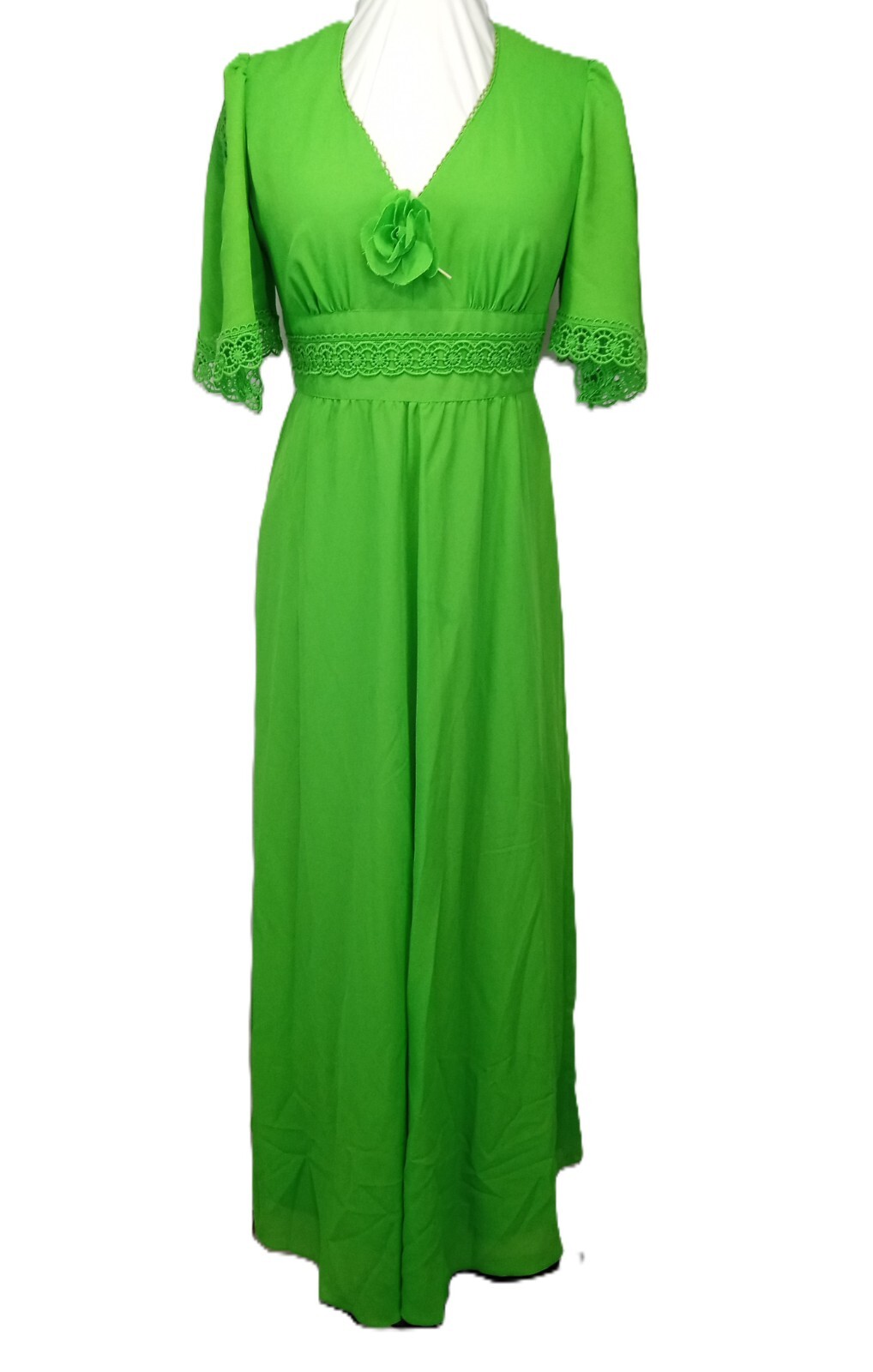 German Vintage 1970’s Women’s Green Evening Soiree Long Tall Dress 12