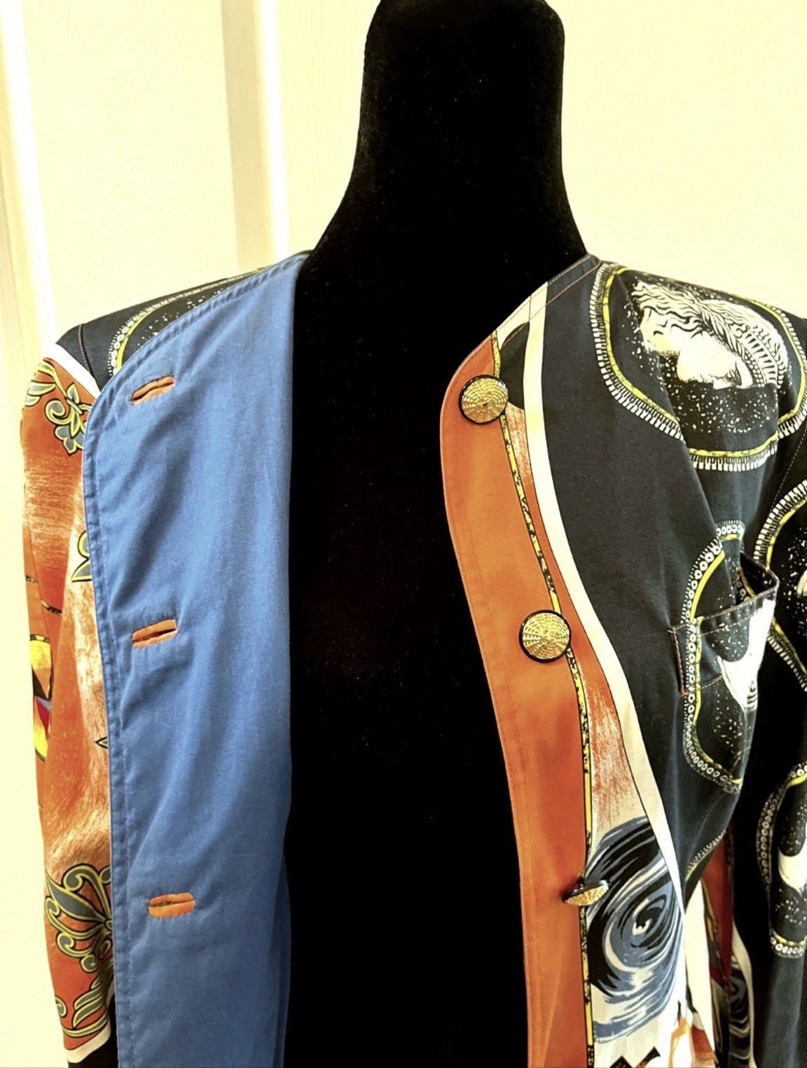 Vintage GIANNI VERSACE Multicolor 100% Cotton Jacket, Made In Italy, Signed