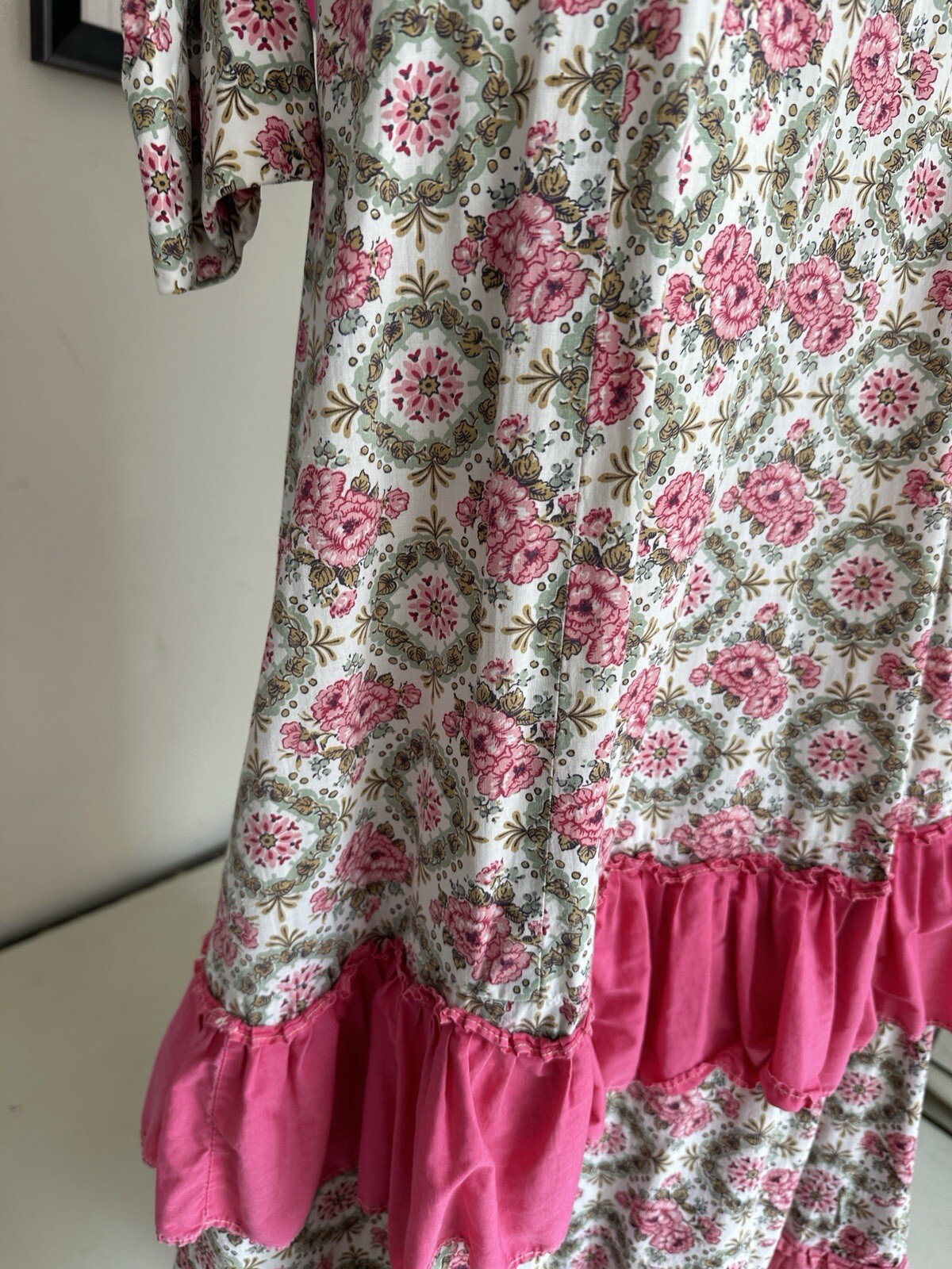 Vintage Theatrical Gown Dress-pink Floral Old World Victorian Style-prairie-M/L