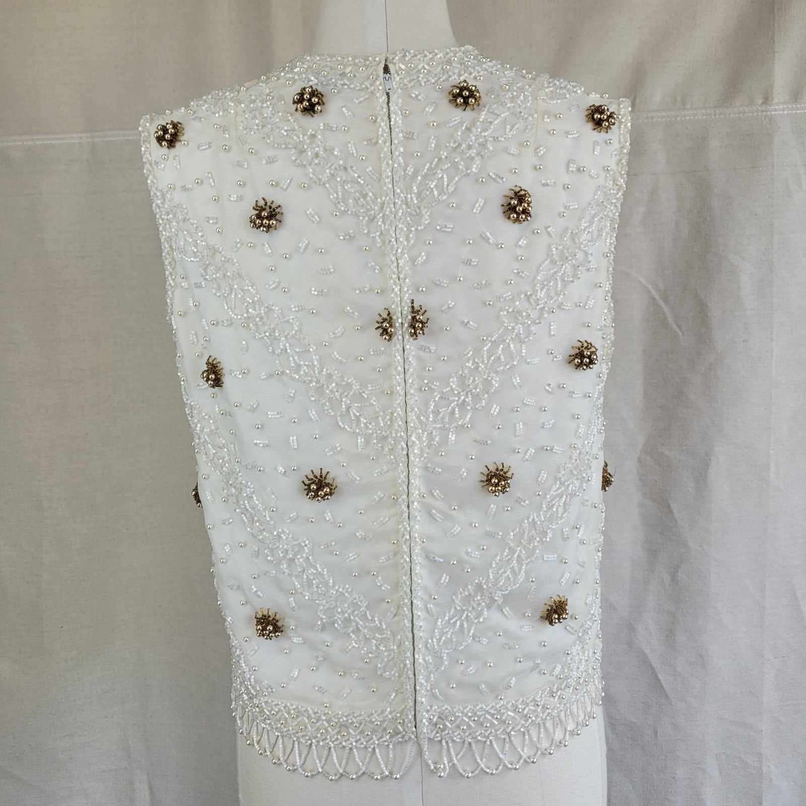 1960s Exquisite Beaded Sleeveless Top From Hong Kong Size Sm Great Condition