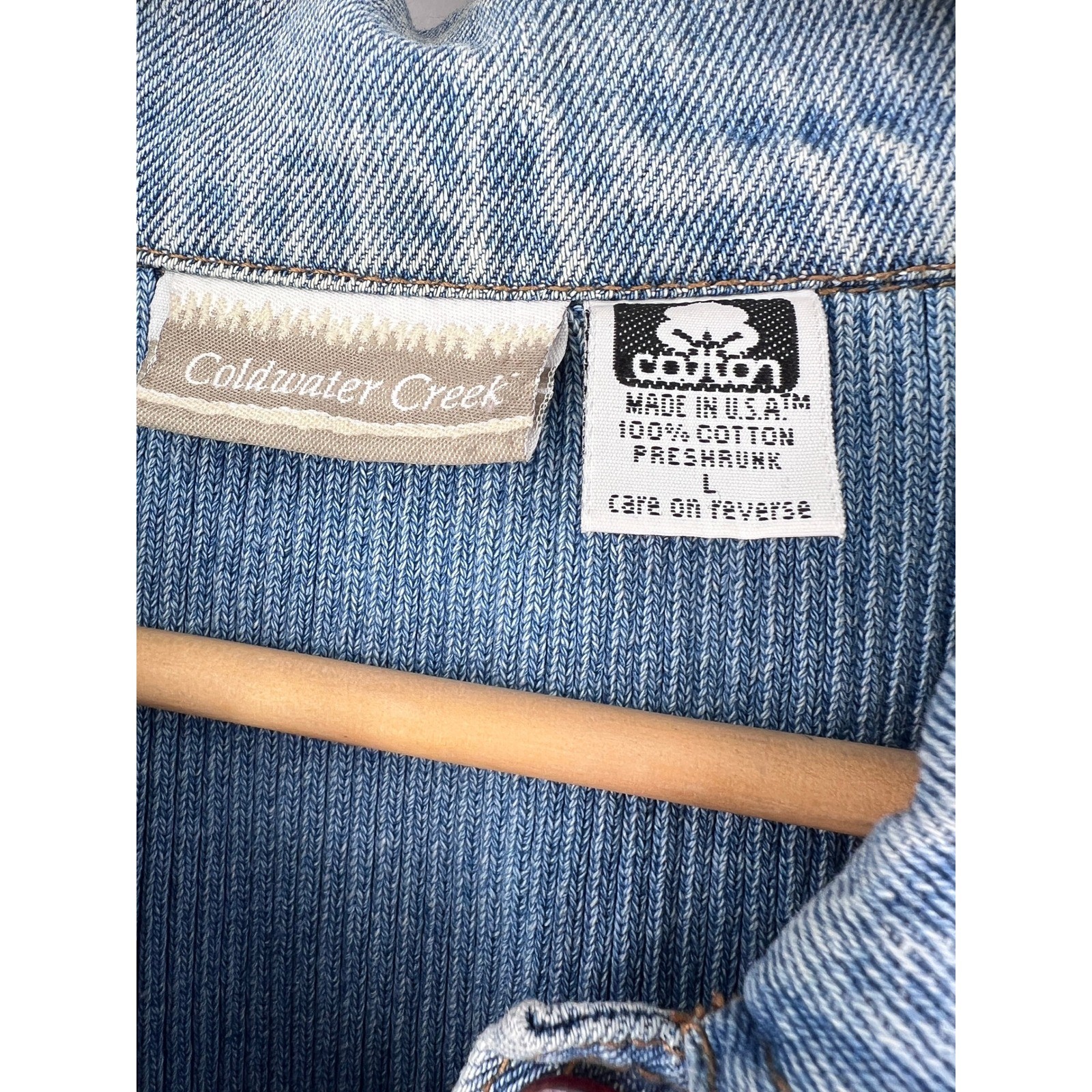 Vintage Denim Chore Jacket Coldwater Creek Womens Blue Ribbed Large