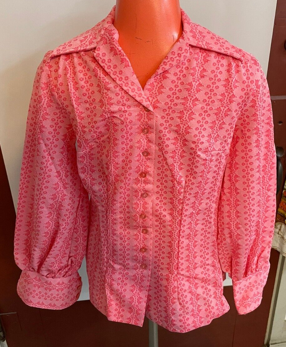 Vintage Panhandle Slim Women’s Pink Button Up Shirt Size 10 Western 1970’s Rare